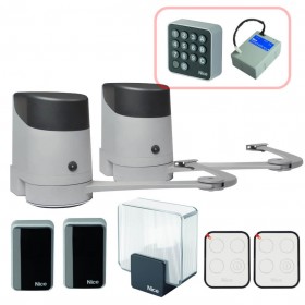 Kit Nice HOPPKIT pour portail battant avec clavier à codes et batterie de secoures