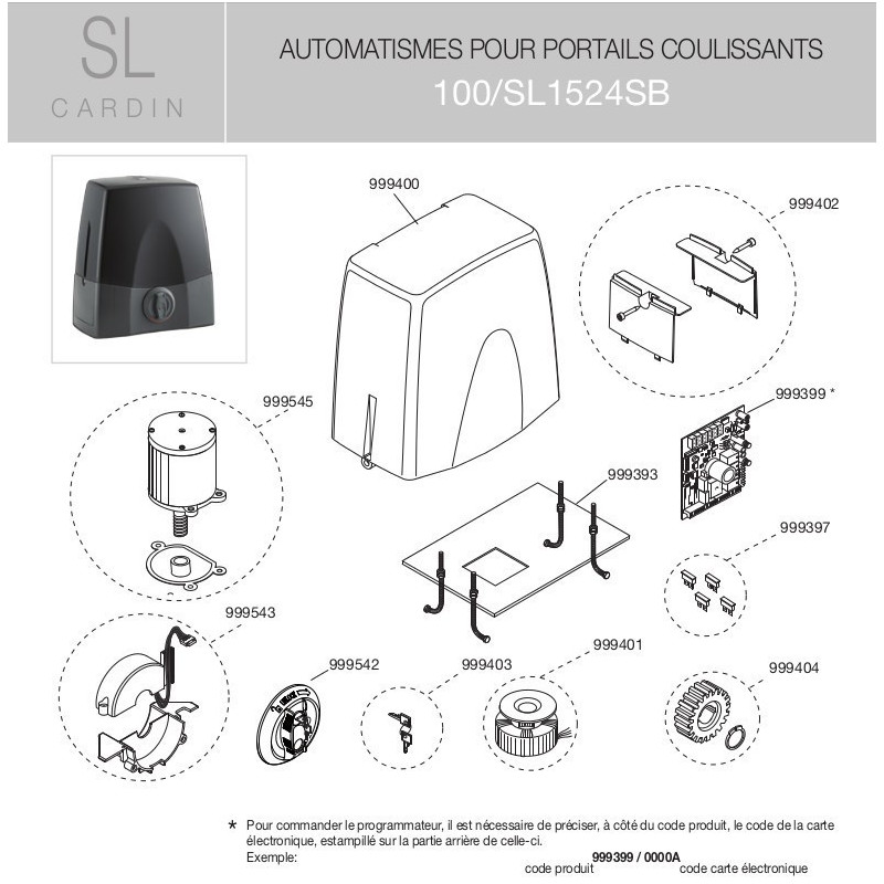 Cardin Pignon sortie moteur coulissant