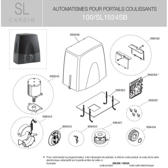   Cardin Pignon sortie moteur coulissant
