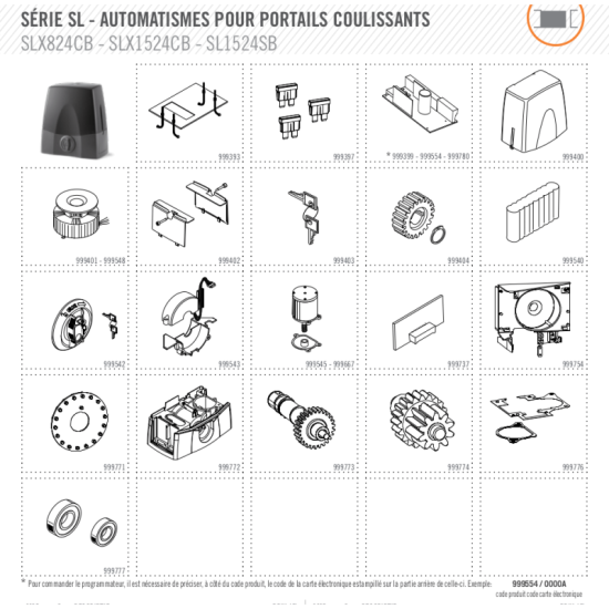   Vue éclatées de Pièces détachées 999393 pour SL1524 et SL324