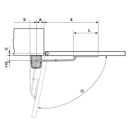   Installation du moteur BL3924 avec bras à coulisses