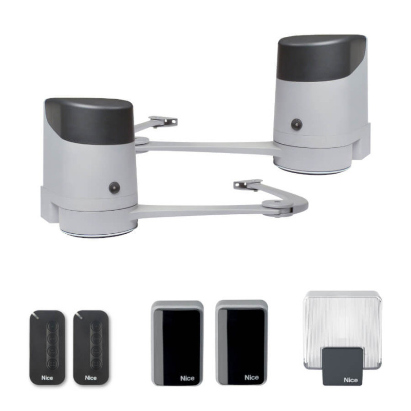 Kit de motorisation Nice HOPP pour portail battant avec 2 télécommandes. Offre promotionnelle dom6tm