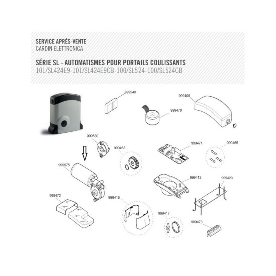 Groupe moteur + encodeur Cardin SL424E9 - Portail coulissant