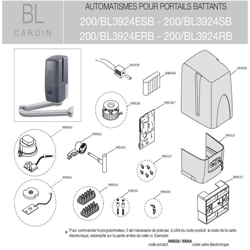 Pièces détachées BL3924 Cardin 999532 Pièces détachées BL3924 Cardin 999532