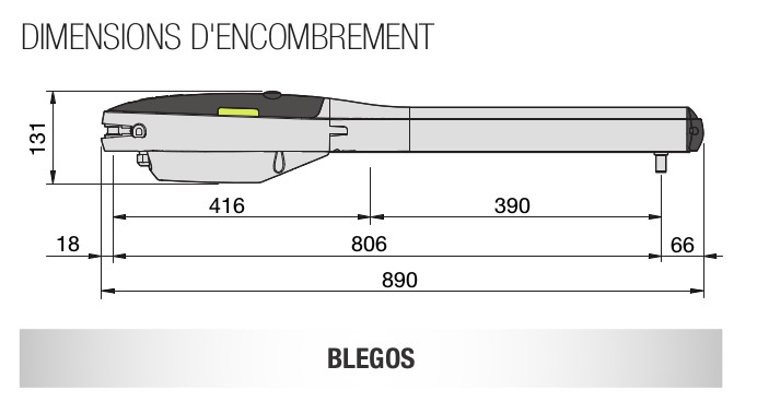 Dimensions du vérins Blegos